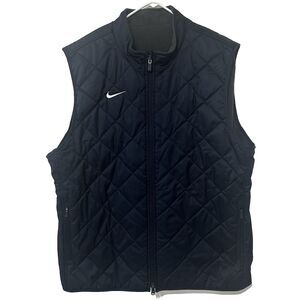Nike Men's Reversible Quilted Full Zip Sleeveless Navy Blue Vest XL